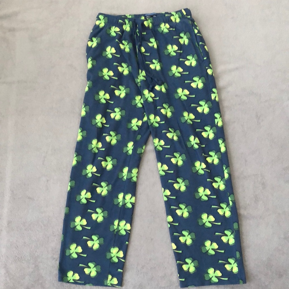 Croft & Barrow Blue Green Shamrock Pajama Pants Small